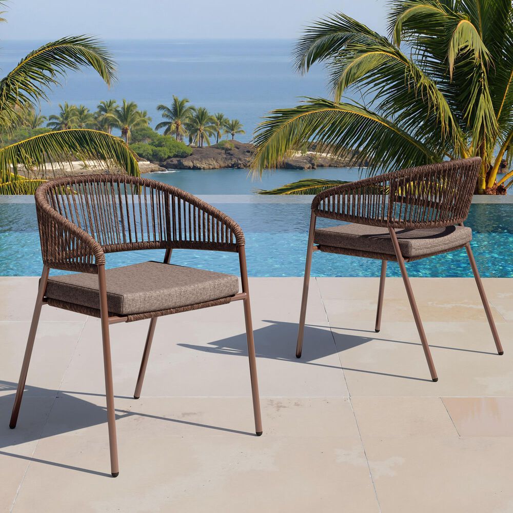 Zuo Modern Skye Outdoor Dining Chair in Brown (Set of 2), , large