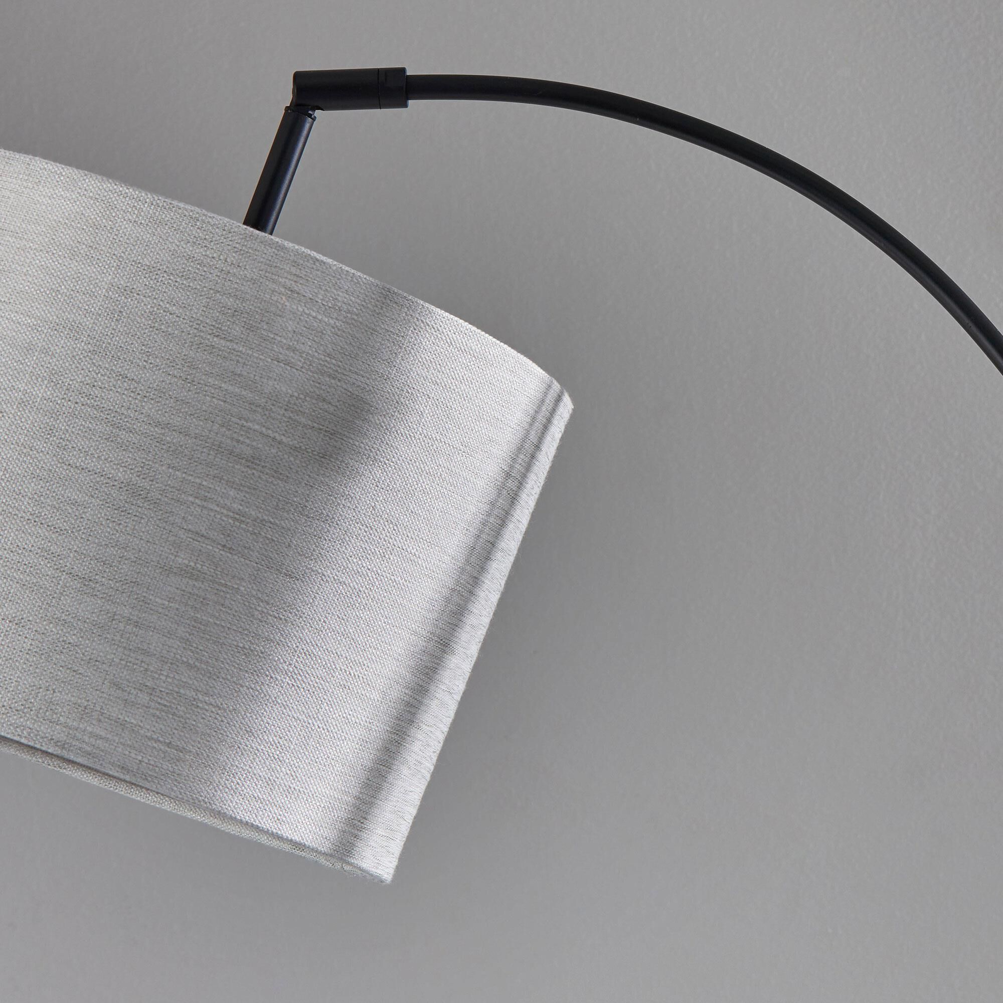Adesso Bowery Arc Lamp with Taupe Shade in Black NFM