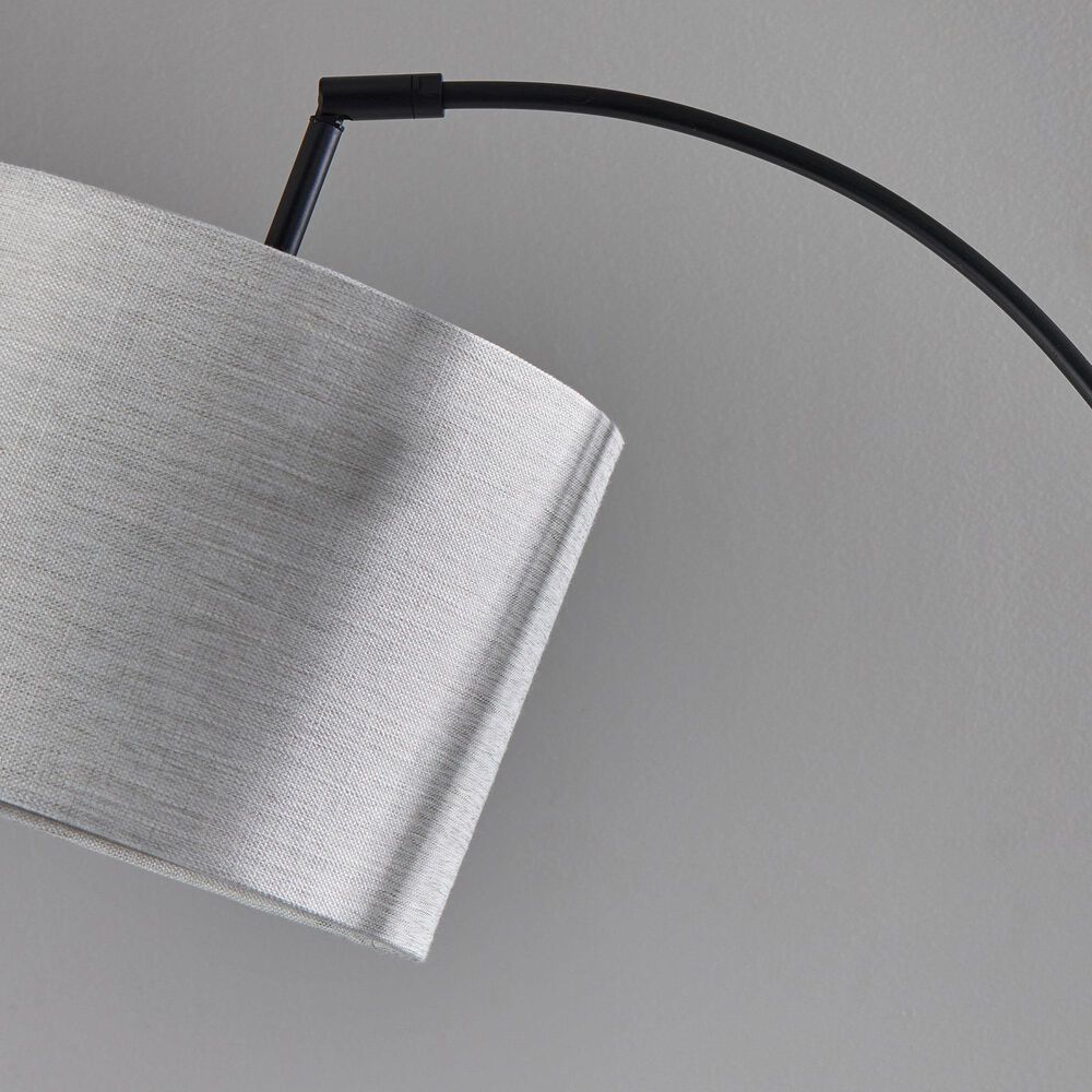 Adesso Bowery Arc Lamp with Taupe Shade in Black, , large