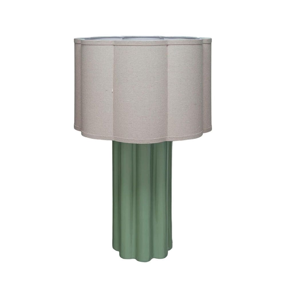 Teak Interiors Fluted Tb Lamp Scalloped Shade, , large