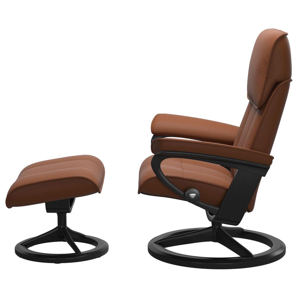 Stressless Admiral Medium Leather Chair and Ottoman Set in New Cognac, , large