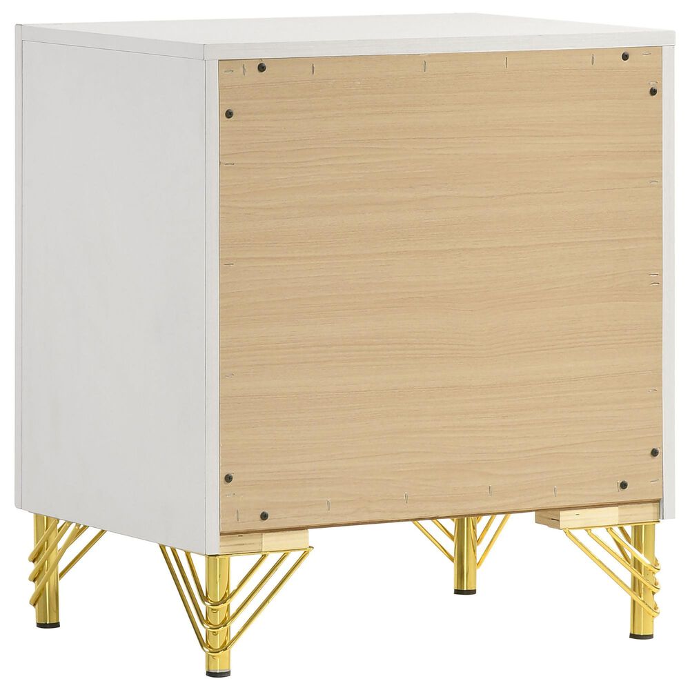 Pacific Landing Lucia 2-Drawer Nightstand in Bright White and Gold, , large