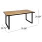 Hearth and Haven Outdoor 70 Inch Dining Table with Wood Top and Sled Base in Teak and Black, , large