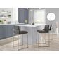 Lumisource Fuji Stackable Counter Stool with Grey Faux Leather Cushion in Brushed Stainless Steel (Set of 2), , large