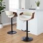 LumiSource Curvo Swivel Adjustable Barstool with Cream Upholstery in Black and Walnut (Set of 2), , large
