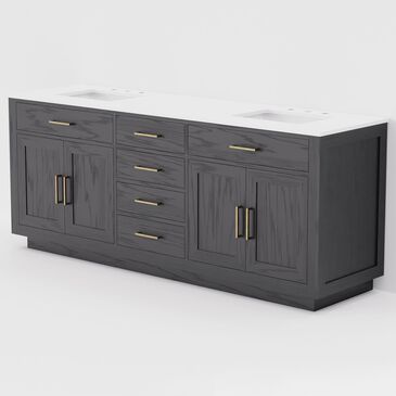 Lexora Home Abbey 80" Double Bathroom Vanity in Black Oak with 2 cm White Cultured Marble Top and Rectangular Sinks, , large