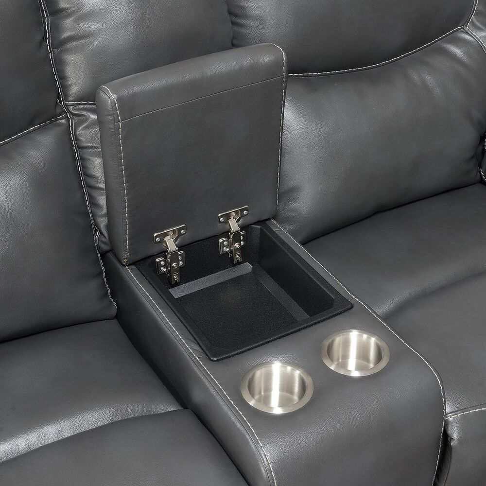 Crystal City Isabella Manual Reclining Loveseat with Console in Gray, , large