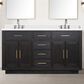 Lexora Home Abbey 60" Double Bathroom Vanity in Black Oak with 2 cm White Cultured Marble Top and Rectangular Sinks, , large