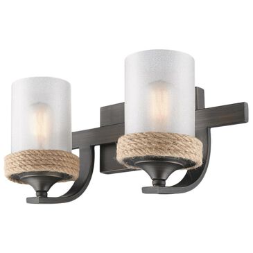 Golden Lighting Chatham 2-Light Bath Vanity in Gunmetal Bronze with Clear Sandblasted Glass, , large