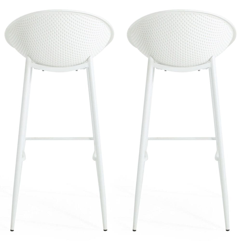 Hearth and Haven Gable Outdoor Barstool with Metal Frame in White (Set of 2), , large