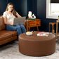 Jaxx Candler Faux Leather Ottoman in Walnut, , large