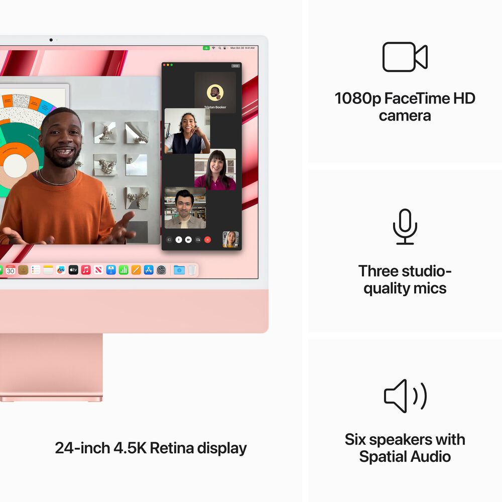 Apple 24-inch iMac with Retina 4.5K display: Apple M3 chip with 8 core CPU and 10 core GPU, 512GB SSD - Pink, , large