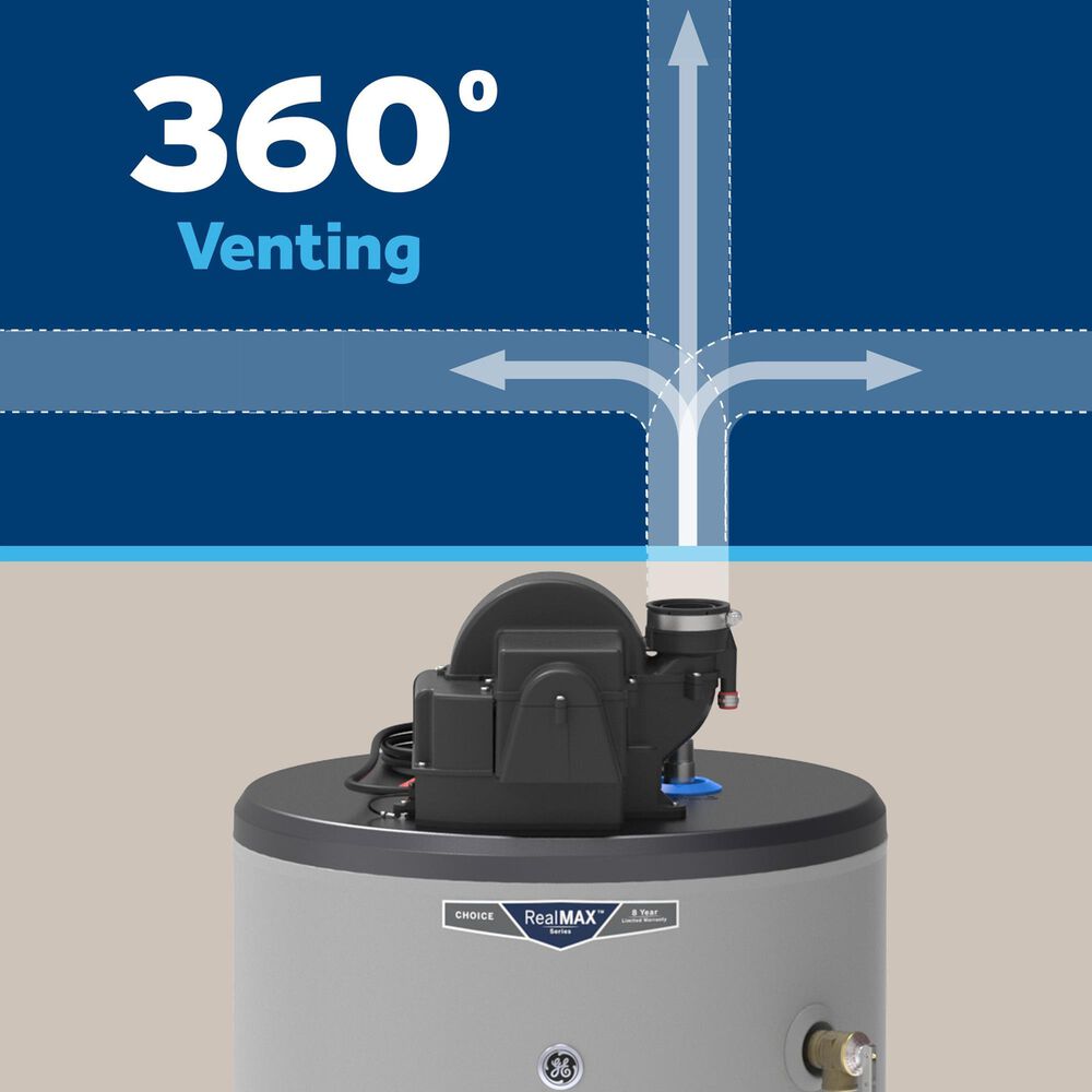 GE Appliances RealMAX Choice 40-Gallon Short Liquid Propane Power Vent Low-NOx Water Heater in Gray, , large