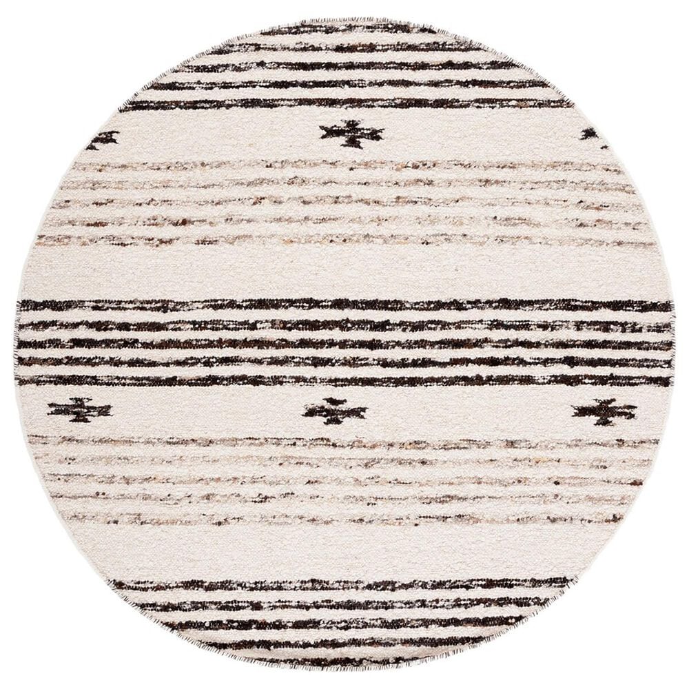 Safavieh Natura NAT325Z 6" Round Black and Ivory Area Rug, , large