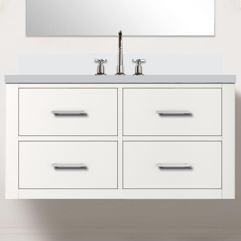 Lexora Home Castor 36&quot; Single Bathroom Vanity in White with 2 cm White Cultured Marble Top and Rectangular Sink, , large