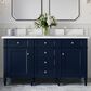 James Martin Vanities Brittany 60" Double Bathroom Vanity in Victory Blue with Single Hole 3 cm White Zeus Quartz Top and Rectangular Sinks, , large