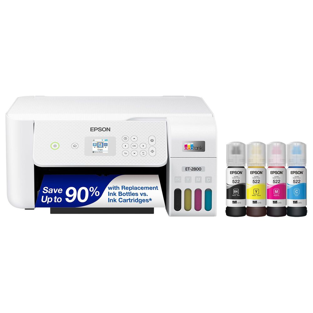 Epson EcoTank ET-2800 Wireless All-in-One Supertank Inkjet Printer in White, , large