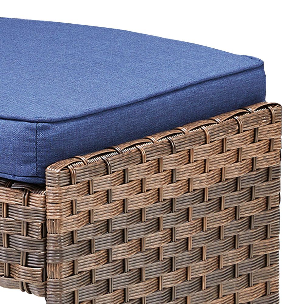 Hearth and Haven Patio Wicker Ottoman with Open Base Design in Blue (Set of 2), , large