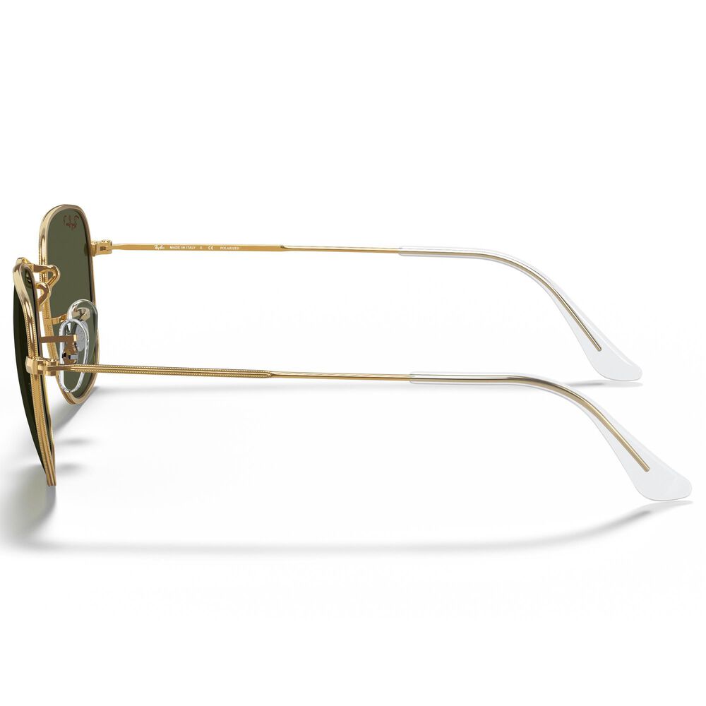 Ray-Ban Frank Sunglasses with Green Polarized Lenses in Polished Gold, , large