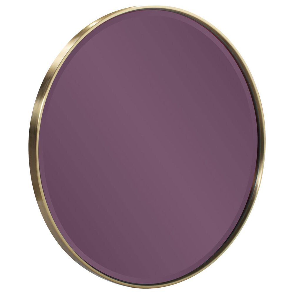 Howard Elliott Broidy Round Mirror in Aubergine Purple and Gold, , large