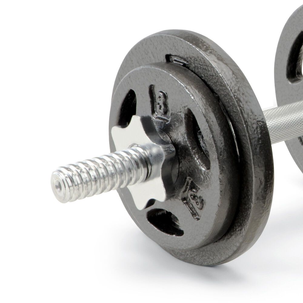 Impex, Inc Case Iron Dumbbell Set with Case: &#40;4&#41; 5lb plates, &#40;4&#41; 3lb plates, &#40;2&#41; 14&quot; handles, &#40;4&#41; Spin Lock Collars, , large