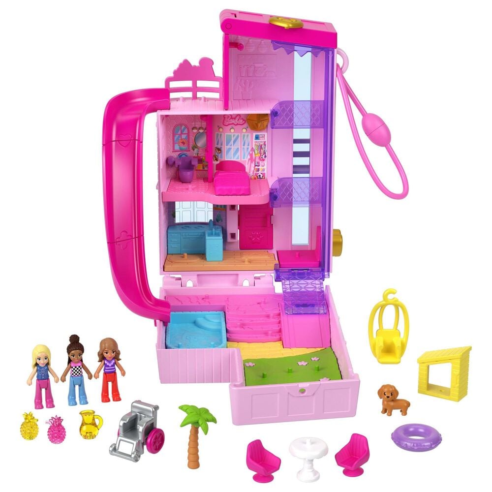 Polly Pocket Barbie Dreamhouse Playset with Three Micro Dolls and Accessories in Pink, , large