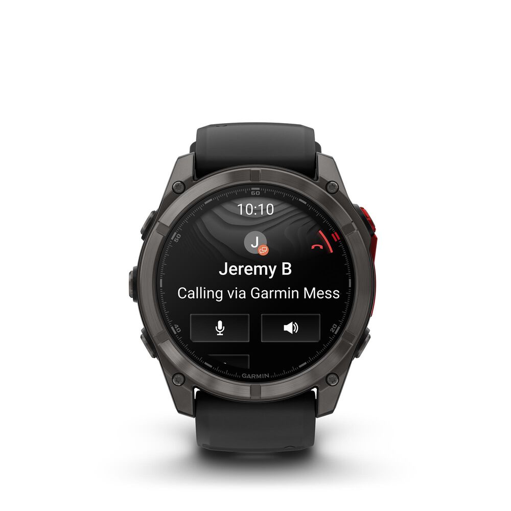 Garmin fenix 8 Pro Sapphire MicroLED GPS Smartwatch 51mm Sapphire Carbon Gray DLC Titanium with Black/Pebble Gray Silicone Band, , large