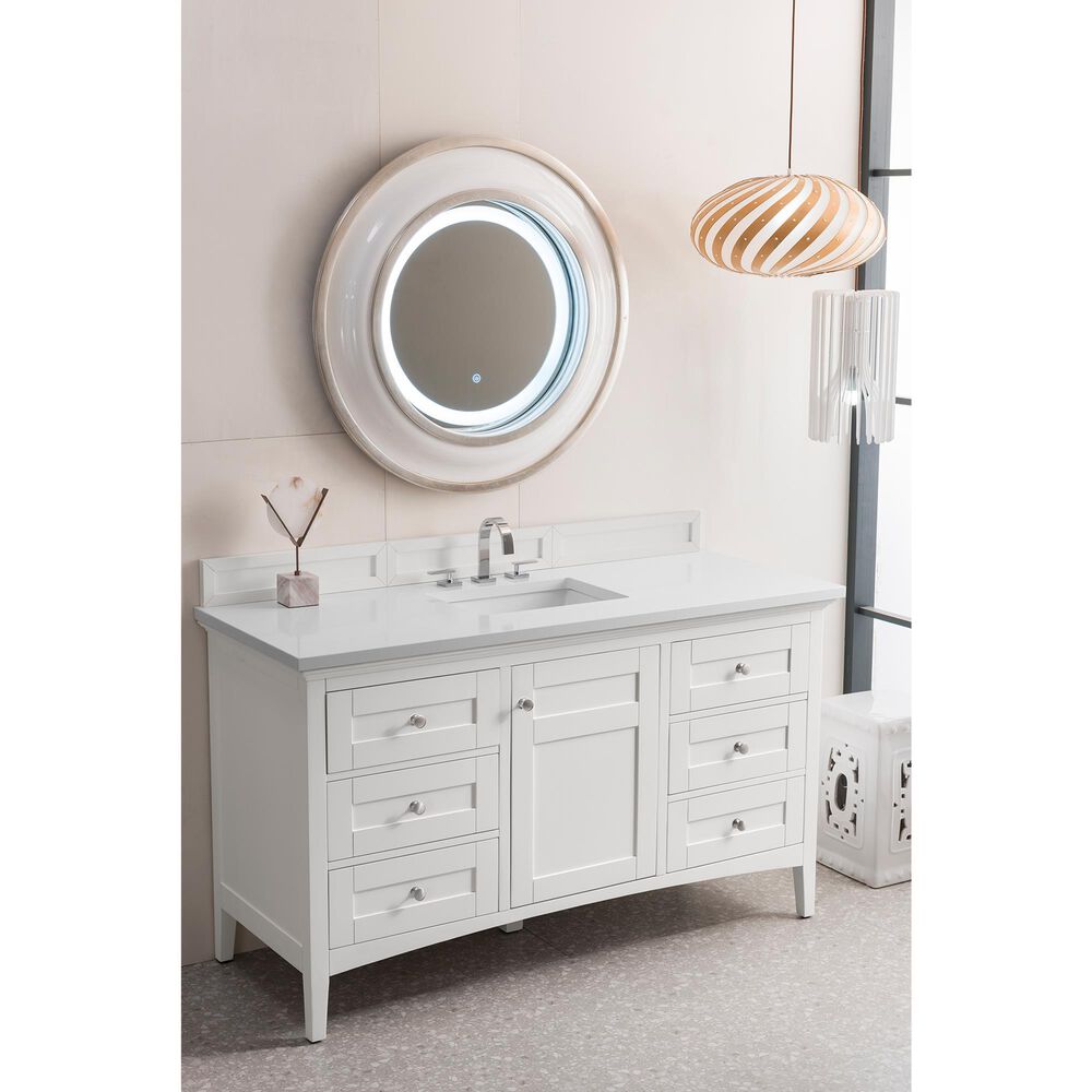 James Martin Vanities Palisades 72&quot; Double Bathroom Vanity in Bright White with 3 cm White Zeus Quartz Top and Rectangular Sinks, , large