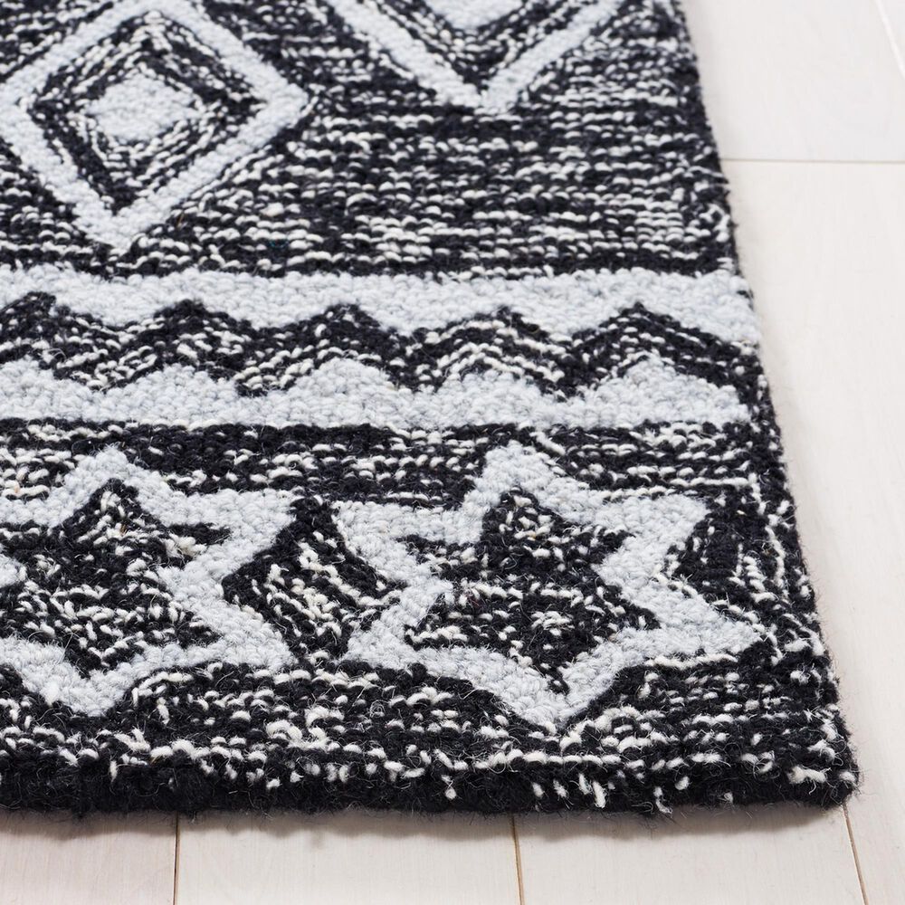 Safavieh Micro-Loop Southwestern 2&#39;3&quot; x 9&#39; Black and Ivory Runner, , large