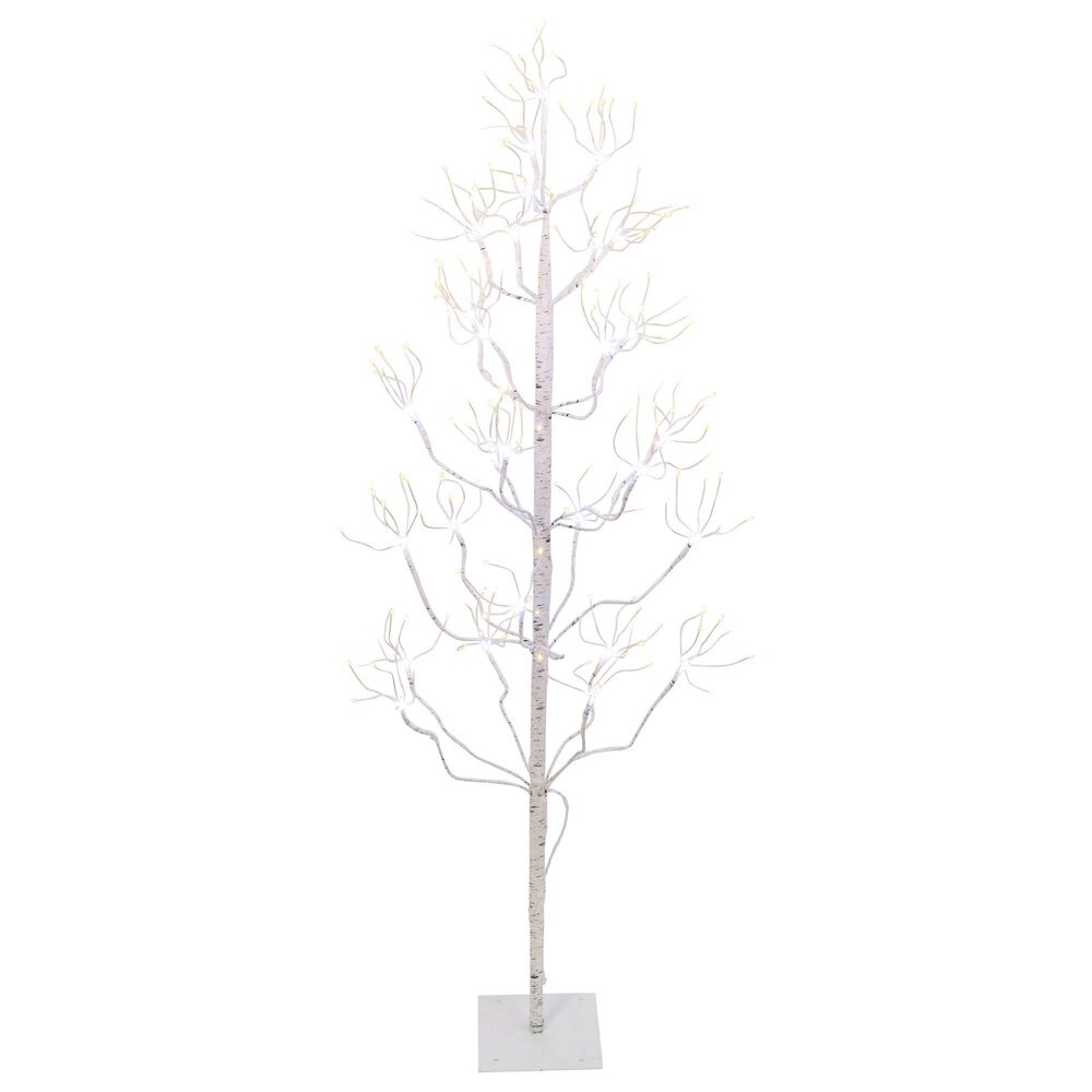 The Gerson Company 4" Christmas Birch Tree with LED Lights in White, , large