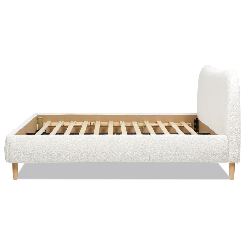 Jennifer Taylor Home Roman Queen Platform Bed with Ivory White Upholstered in Natural Whitewashed, , large