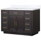 Lexora Home Abbey 48" Single Bathroom Vanity in Black Oak with 2 cm White Carrara Marble Top and Rectangular Sink, , large