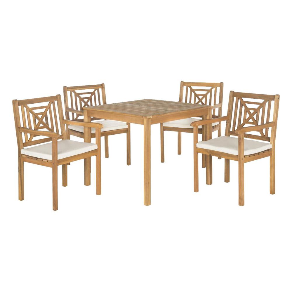 Safavieh 5-Piece Del Mar Dining Set in Beige and Teak Brown, , large