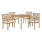 Safavieh 5-Piece Del Mar Dining Set in Beige and Teak Brown, , large