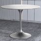 Leisuremod LeisureMod Verve Collection 36 Round Dining Table, Brushed Chrome Base with Sintered Stone White Top, , large