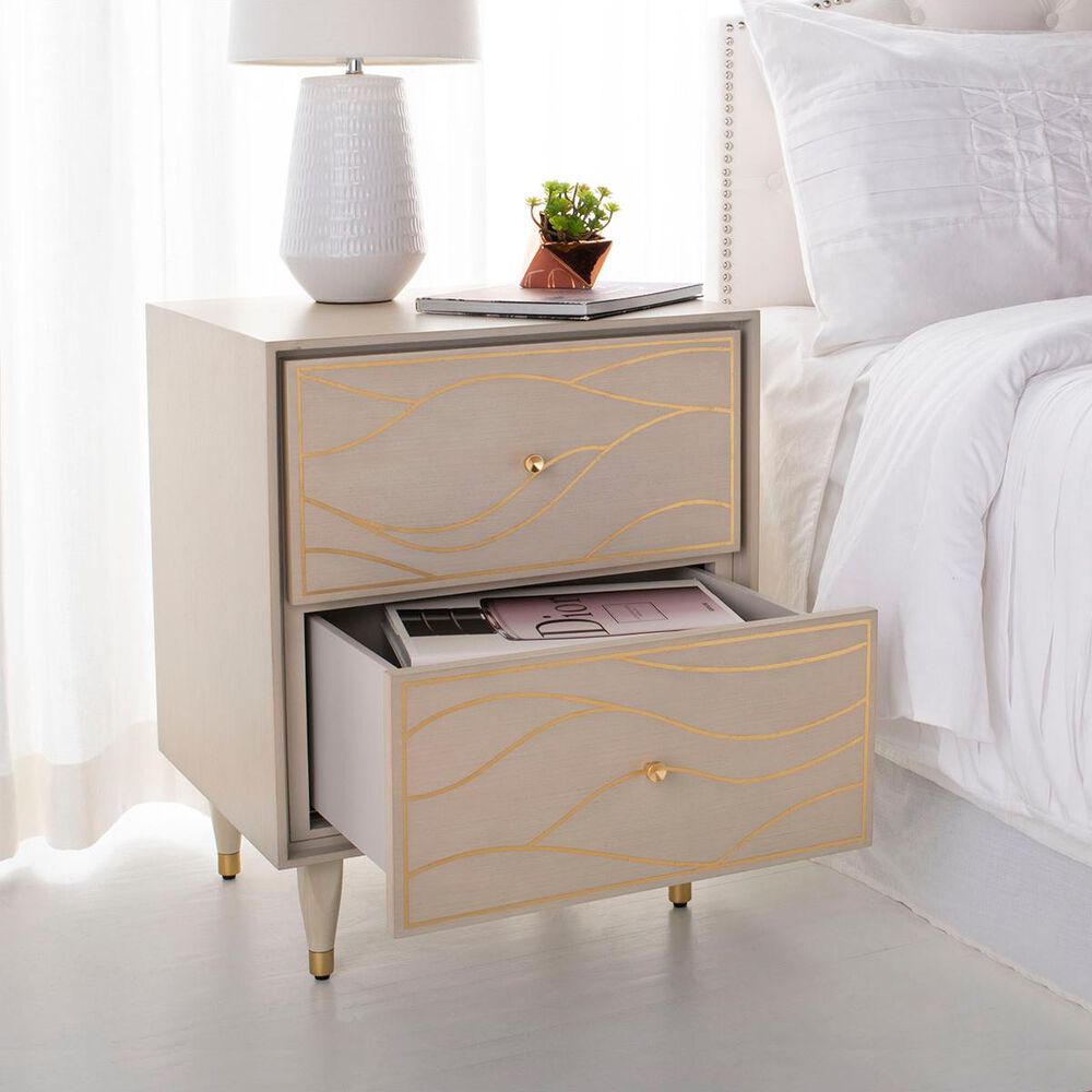 Safavieh Broderick Nightstand in White Gold, , large