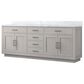 Lexora Home Abbey 84" Double Bathroom Vanity in White Oak with 2 cm White Carrara Marble Top and Rectangular Sinks, , large