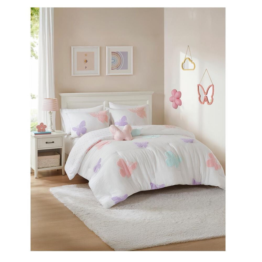 Hampton Park Rio 4-Piece Full/Queen Comforter Set in Purple, Blush Pink and Bright White, , large