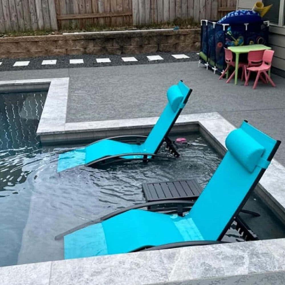 HOMLUX 3-Piece Standard Patio Chaise Lounge Set in Turquoise Blue, , large