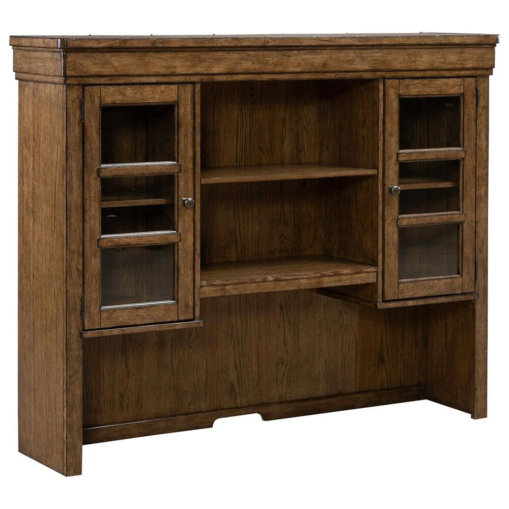 Liberty Furniture Carolina Park Credenza Desk with Hutch in Amber Brown, , large