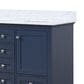 Lexora Home Dukes 48" Double Bathroom Vanity in Navy Blue with 2 cm White Carrara Marble Top and Rectangular Sinks, , large