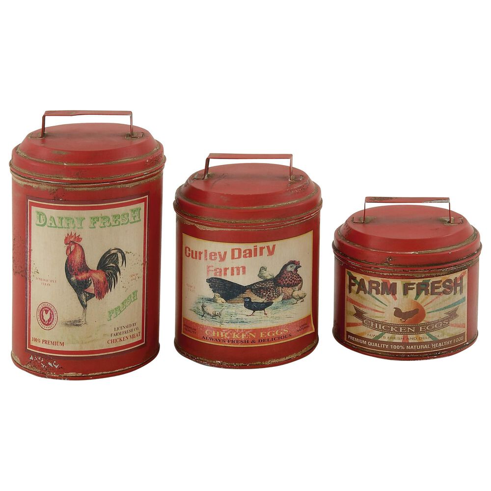 Maple and Jade Assorted Canisters in Red (Set of 3), , large