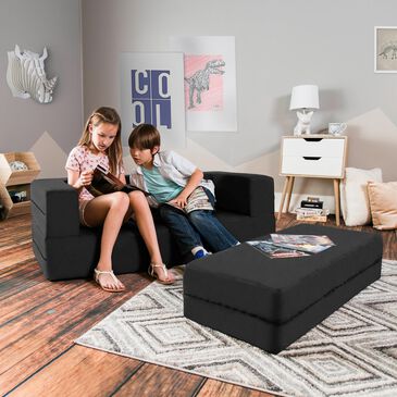 Jaxx Zipline Big Kids Modular Sofa & Ottoman in Black, , large