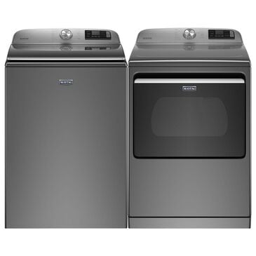 Maytag 5.2 Cu. Ft. Top Load Washer and 7.4 Cu. Ft. Gas Dryer Laundry Pair in Metallic Slate, , large