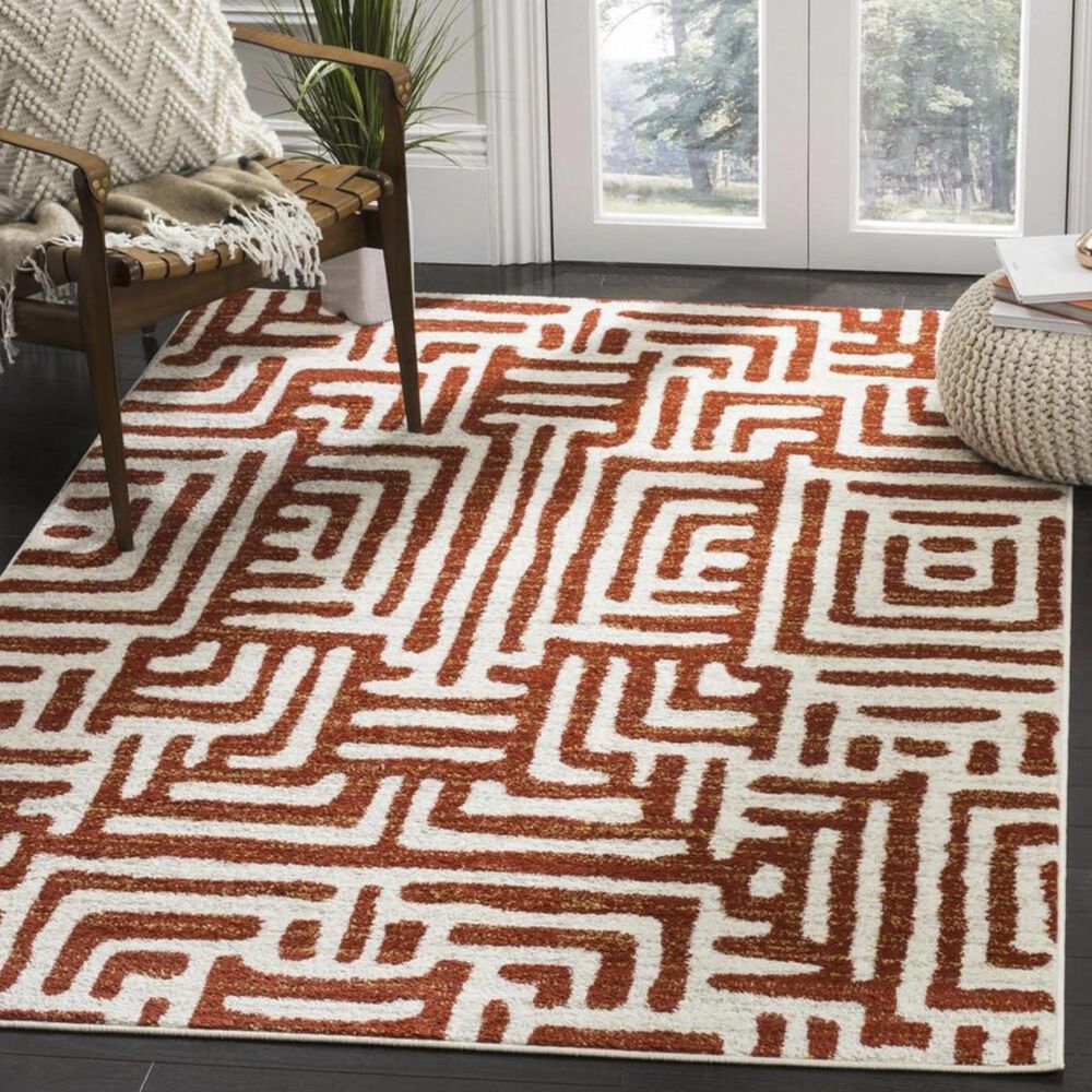 Safavieh Amsterdam AMS106B 3&#39; x 5&#39; Ivory and Terracotta Area Rug, , large