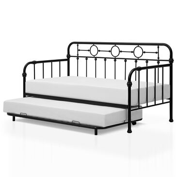 Furniture of America Willow Metal 2-Piece Daybed with Trundle Set in Black, , large