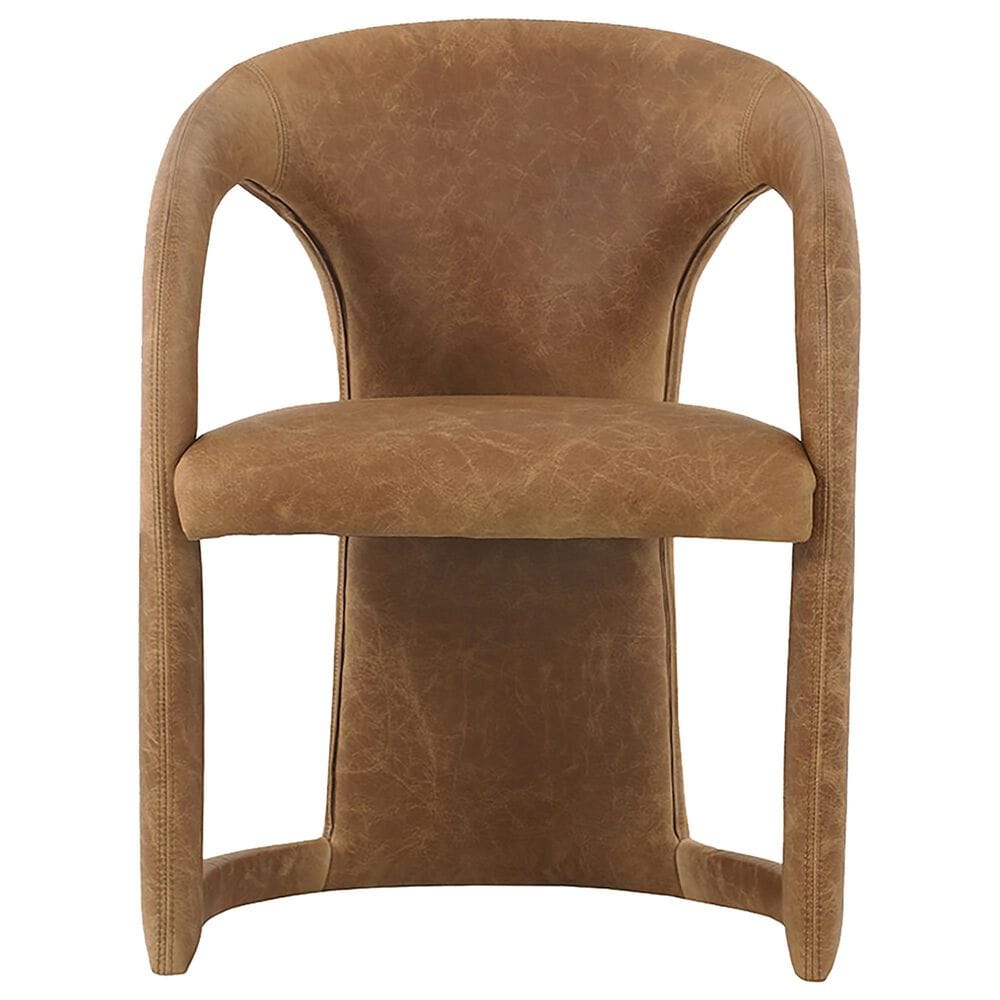 Classic Home Archie Leather Dining Chair in Maple Brown, , large