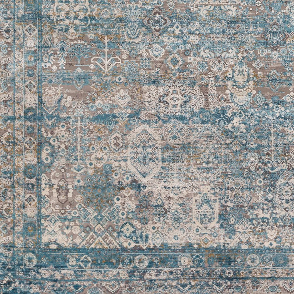 Surya Solar 3&#39; x 9&#39;10&quot; Gray, Teal, Dark Blue, Light Gray, Charcoal and Mustard Runner, , large