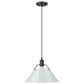 Golden Lighting Orwell 1-Light Wide Large Pendant with Dusky Blue Shade in Matte Black, , large