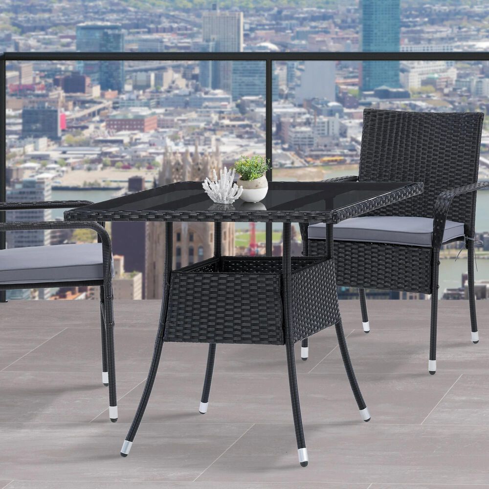 CorLiving Parksville Patio Square Dining Table in Black, , large